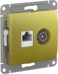 Розетка компьютерная + телевизионная 2-м Glossa RJ45 кат.5E + TV механизм фисташк. SchE GSL001089 1402924