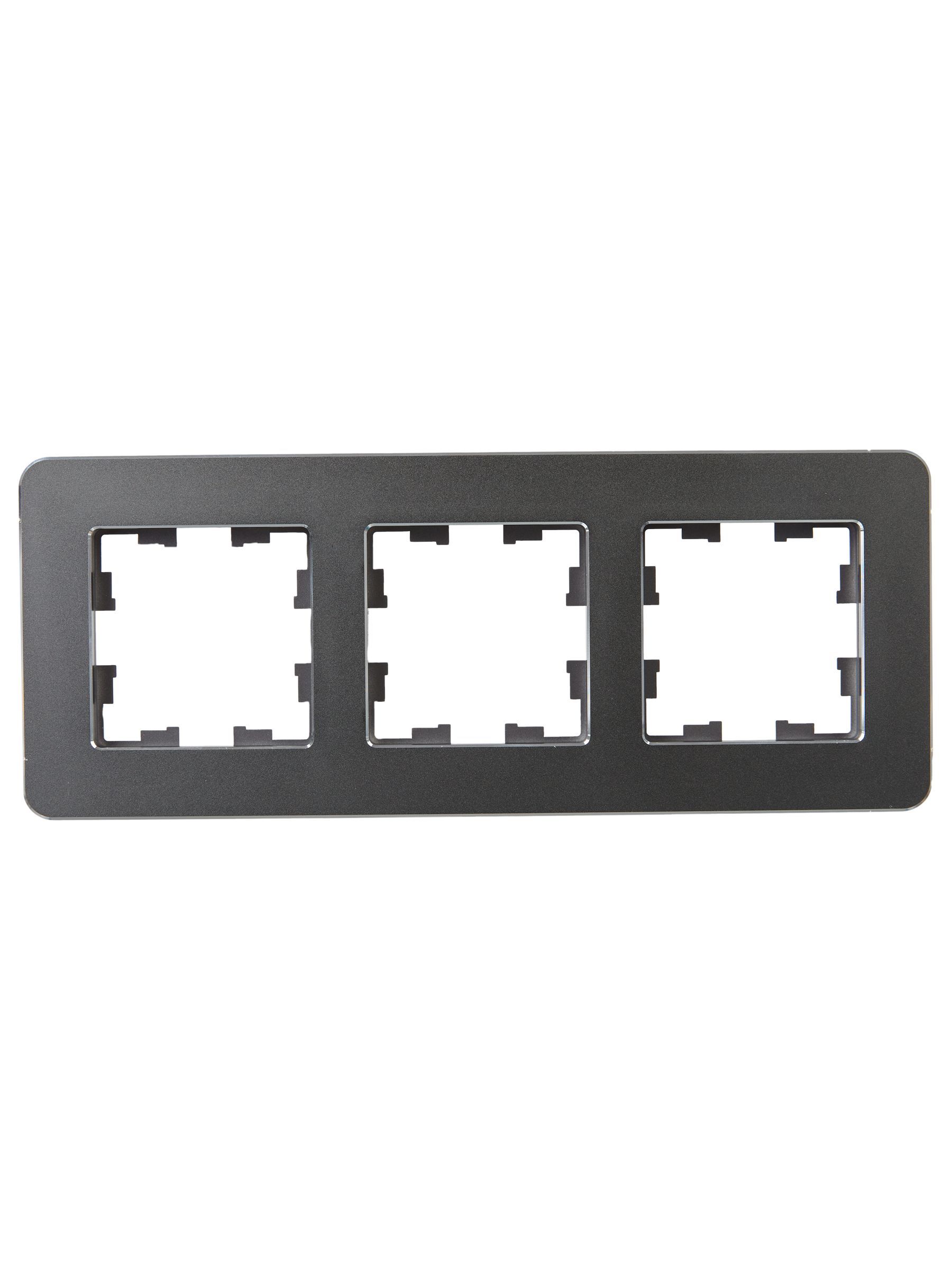 BRITE Рамка 3-местная РУ-3-1-Бр металл титан RE IEK - Фото 5