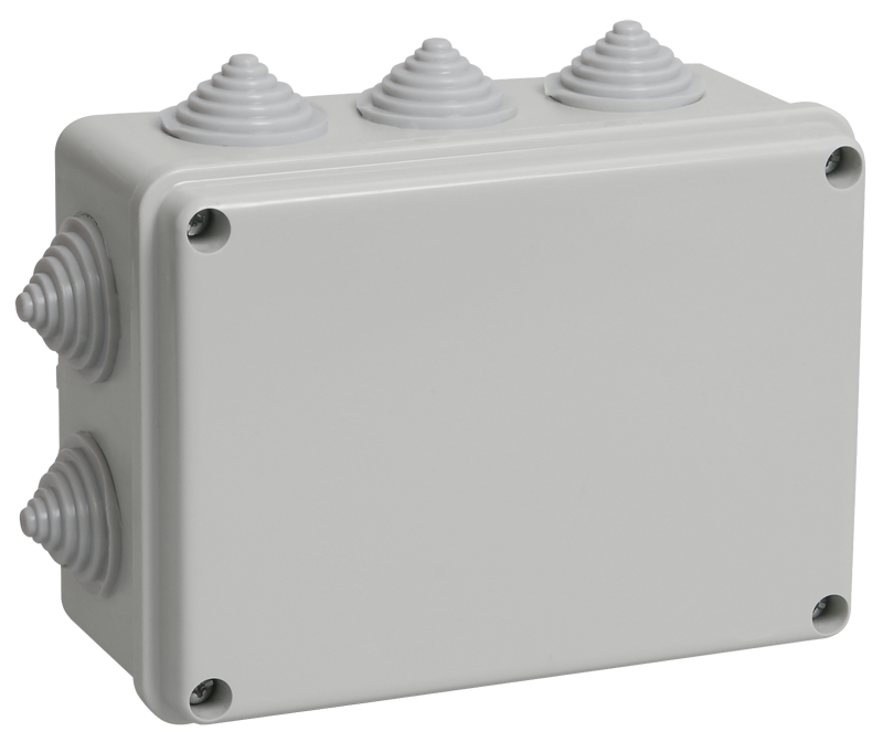 Коробка распаячная КМ41241 для открытой проводки безгалогенная (HF) 150х110х70мм IP44 10 гермовводов серая IEK UKO10-150-110-070-K41-44