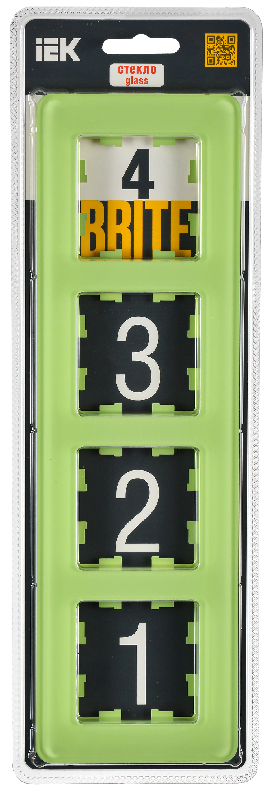 BRITE Рамка 4-местная РУ-4-2-Бр стекло эко грин RE IEK - Фото 2