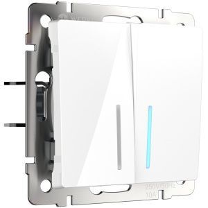 Выключатель двухклавишный проходной с подсветкой (белый) Werkel W1122101
