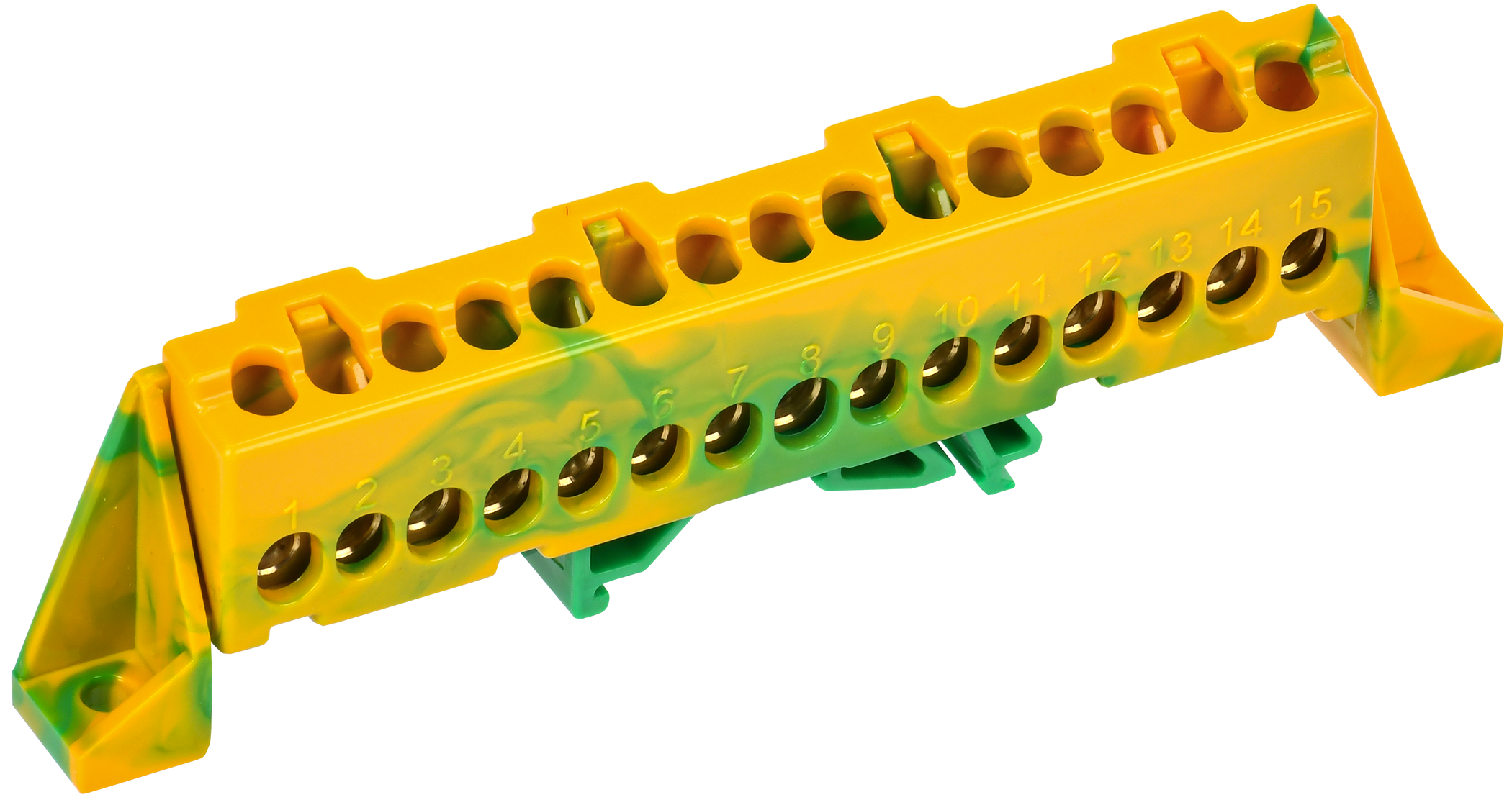 TEKFOR Шина PE "земля" в комбинированном DIN-изоляторе "Стойка" 6х9-15-ЖЗ IEK TF-NN10-15-DP-K52