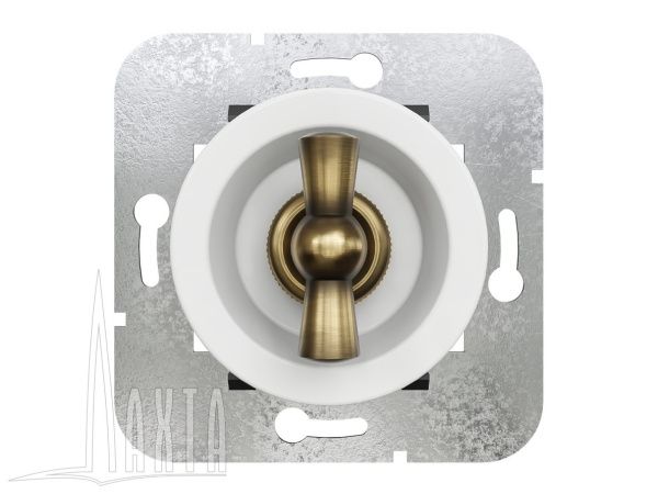 Выключатель проходной, скрыт,уст,, цвет - белый/бронза Лахта "СенатЪ"
