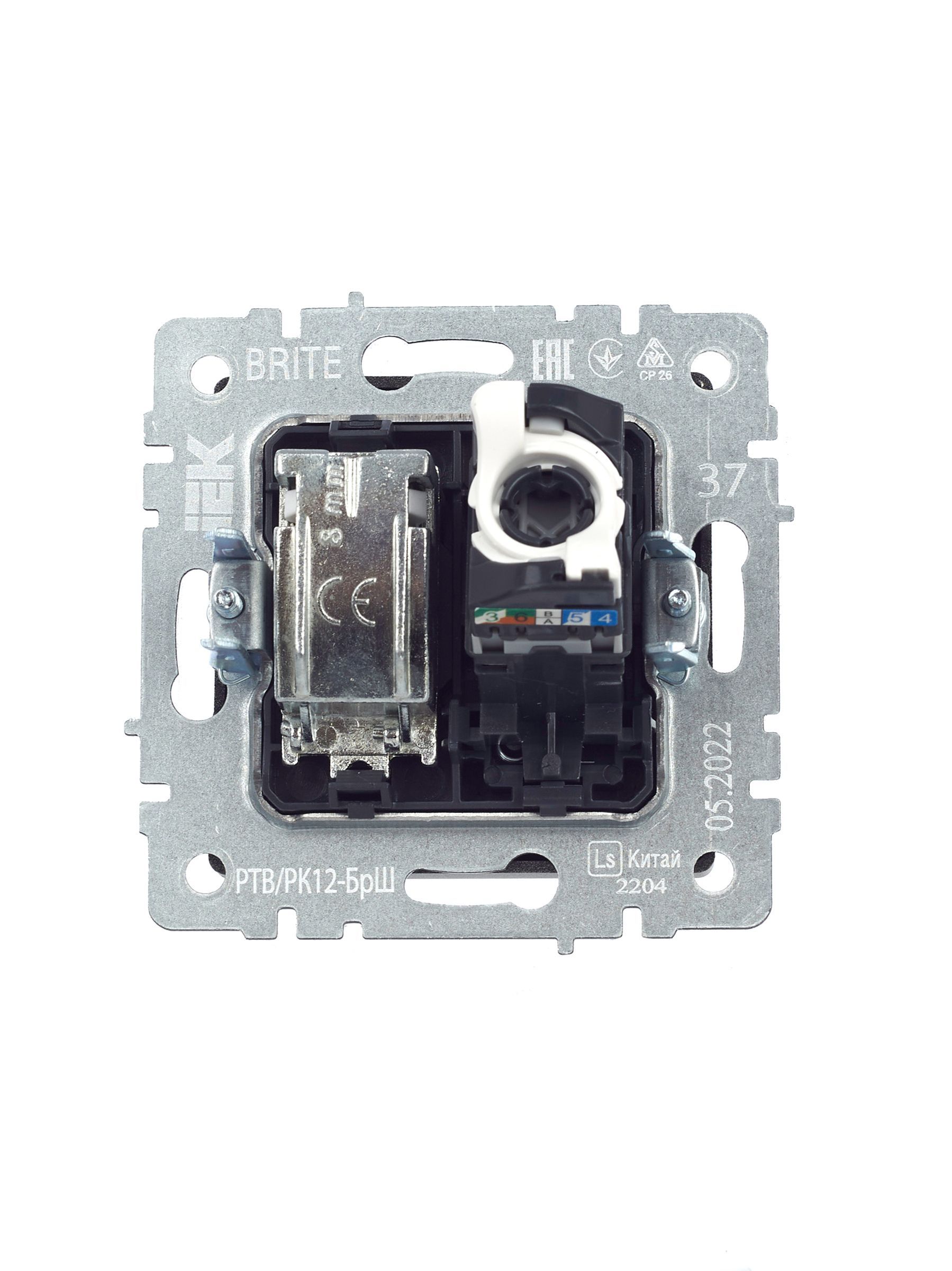 BRITE Розетка двойная TV+RJ45 кат.5E РТВ/РК12-БрШ шампань IEK - Фото 5