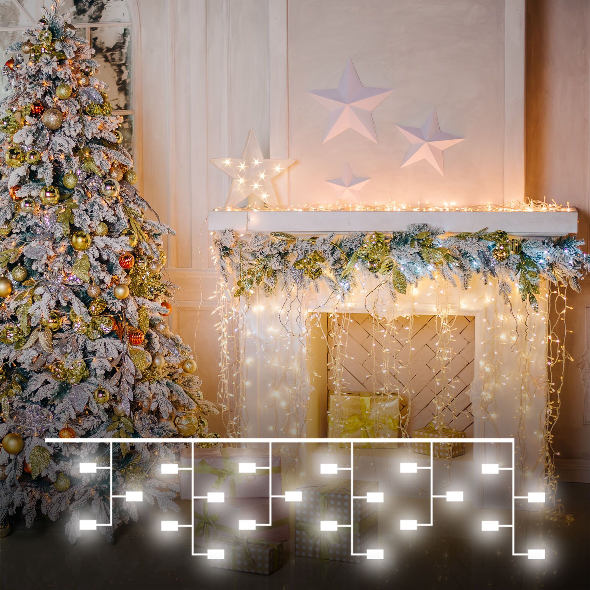 Гирлянда бытовая электрическая бахрома 100-001 теплый белый 1,8*0,5м IP20 100-001 Elektrostandard Eu a060410