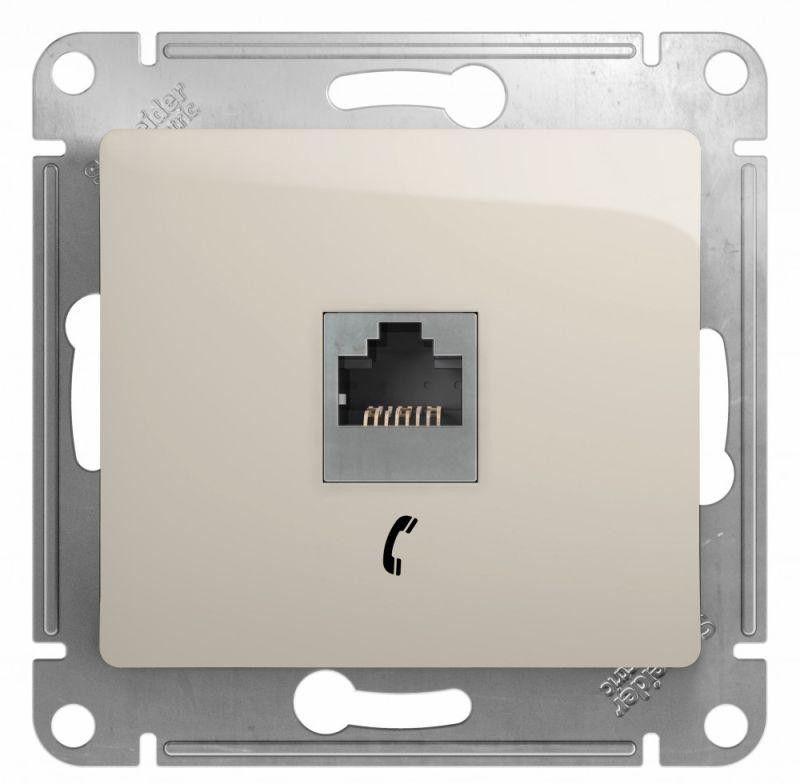 Розетка телефонная 1-м Glossa RJ11 механизм молочн. SE GSL000981T