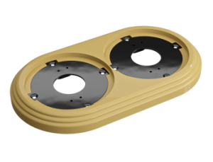 Рамка двухместная пластиковая, 163x92x14 мм, цвет - песочное золото, серия УСАДЬБА, ТМ МЕЗОНИНЪ GE30702-32