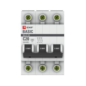 Авт. выкл. 3P 20А (C) 4,5кА ВА 47-29 mcb4729-3-20C