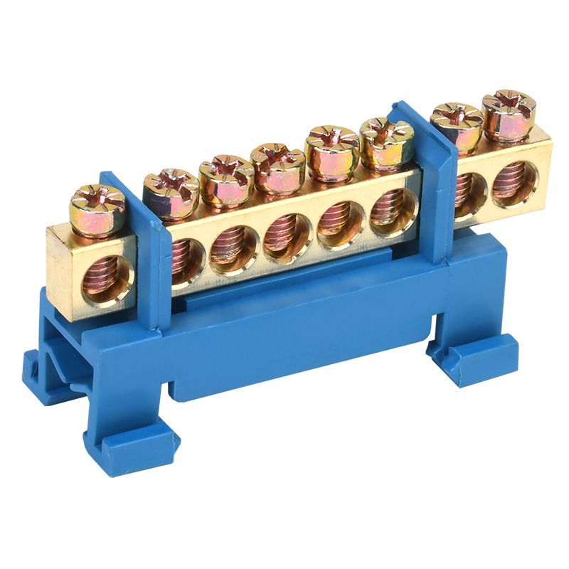 Шина «N» нулевая с синим изолятором тип «Стойка» на DIN-рейку 6x9мм 8 групп REXANT 11-2353