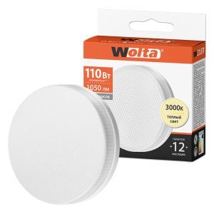 Лампа светодиодная "Таблетка-R75" 12Вт 1050лм 3000К GX53 (100шт/уп) WOLTA 25Y75R12GX53