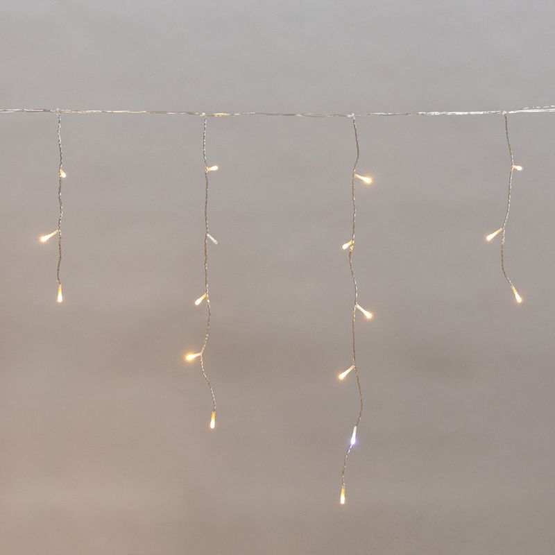 Гирлянда светодиодная Айсикл (бахрома) 5х0,6м, с эффектом мерцания, прозрачный провод, IP44, 230В, диоды ТЕПЛЫЕ БЕЛЫЕ, 112LED NEON-NIGHT 255-526
