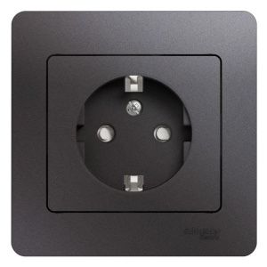 Розетка 1-м СП Glossa 16А IP20 250В с заземл. защ. шторки в сборе графит SE GSL001344 458400