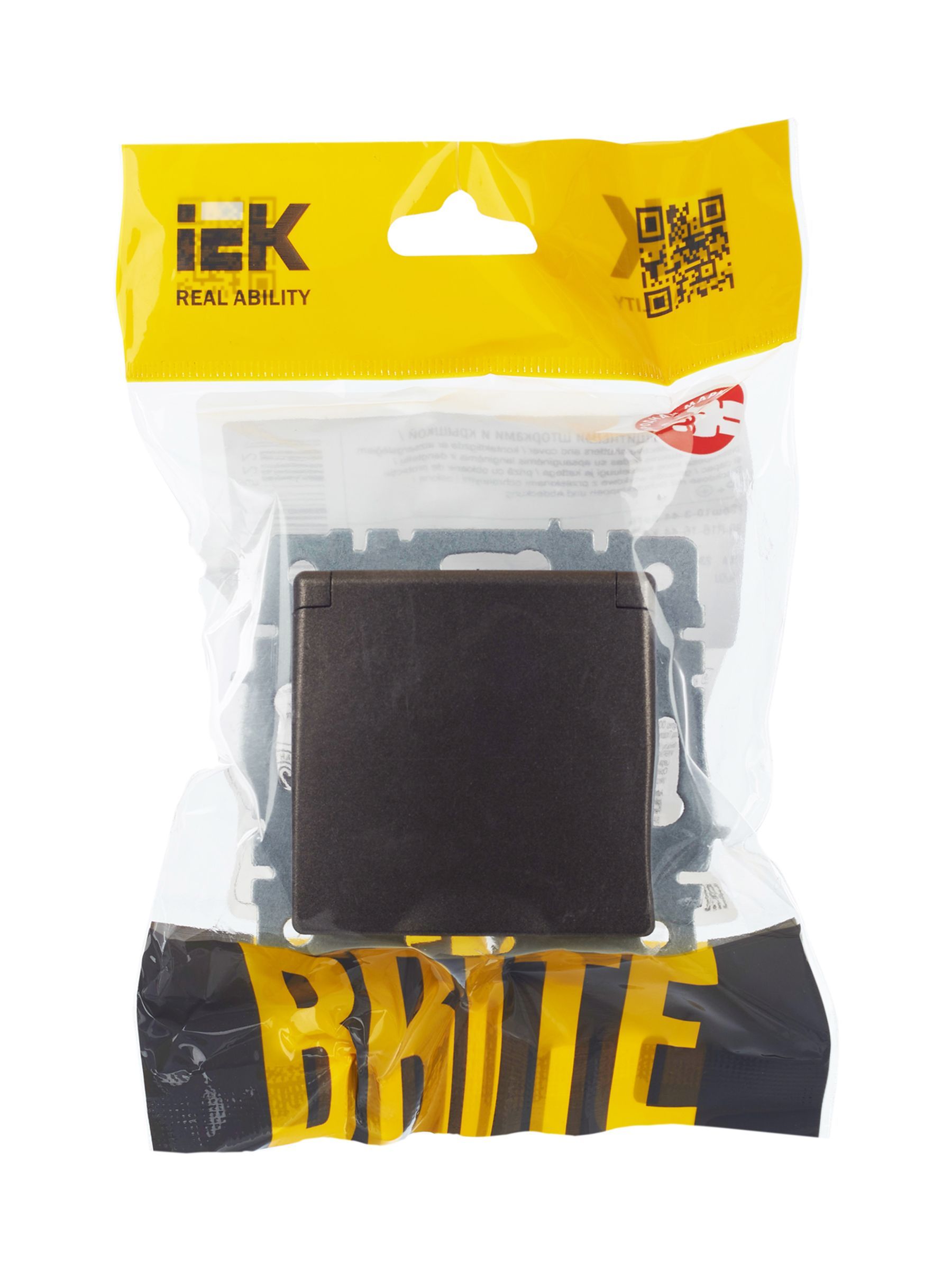 BRITE Розетка 1-местная с заземлением с защитными шторками и крышкой 16А IP44 РСбш10-3-44-БрТБ темная бронза IEK - Фото 7