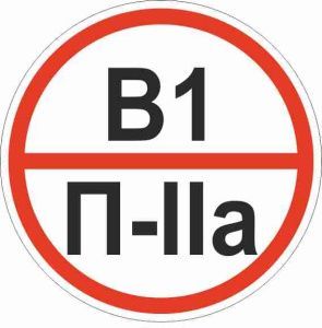 Знак пластик "Категории помещения по взрывопожарной и пожарной опасности В1 П-IIа" (200x200) EKF pn-b1-p-lla