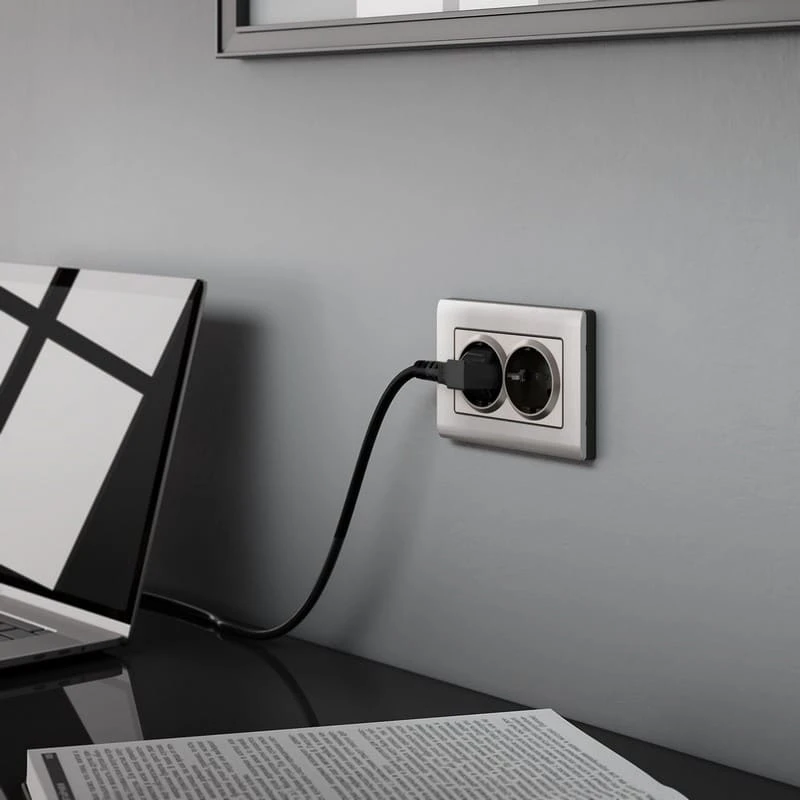 Рамка для двойной розетки Metallic (глянцевый никель) Werkel - Фото 3