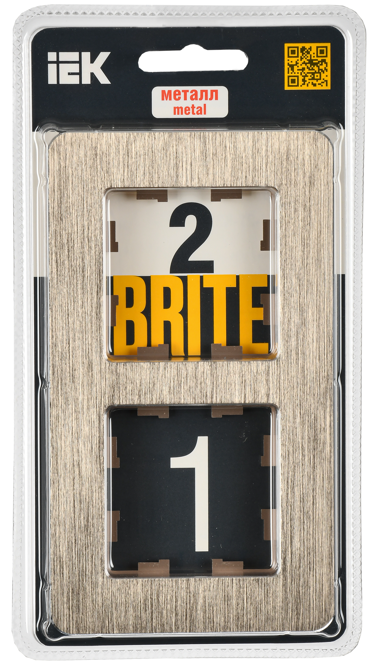 BRITE Рамка 2-местная РУ-2-1-Бр металл шампань RE AL IEK - Фото 2