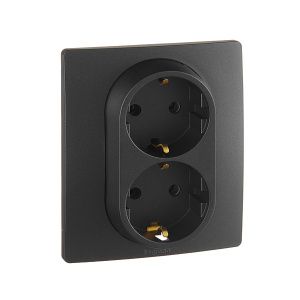 Etika - Розетка 2x2P+E нем. стд. (антрацит) 672623