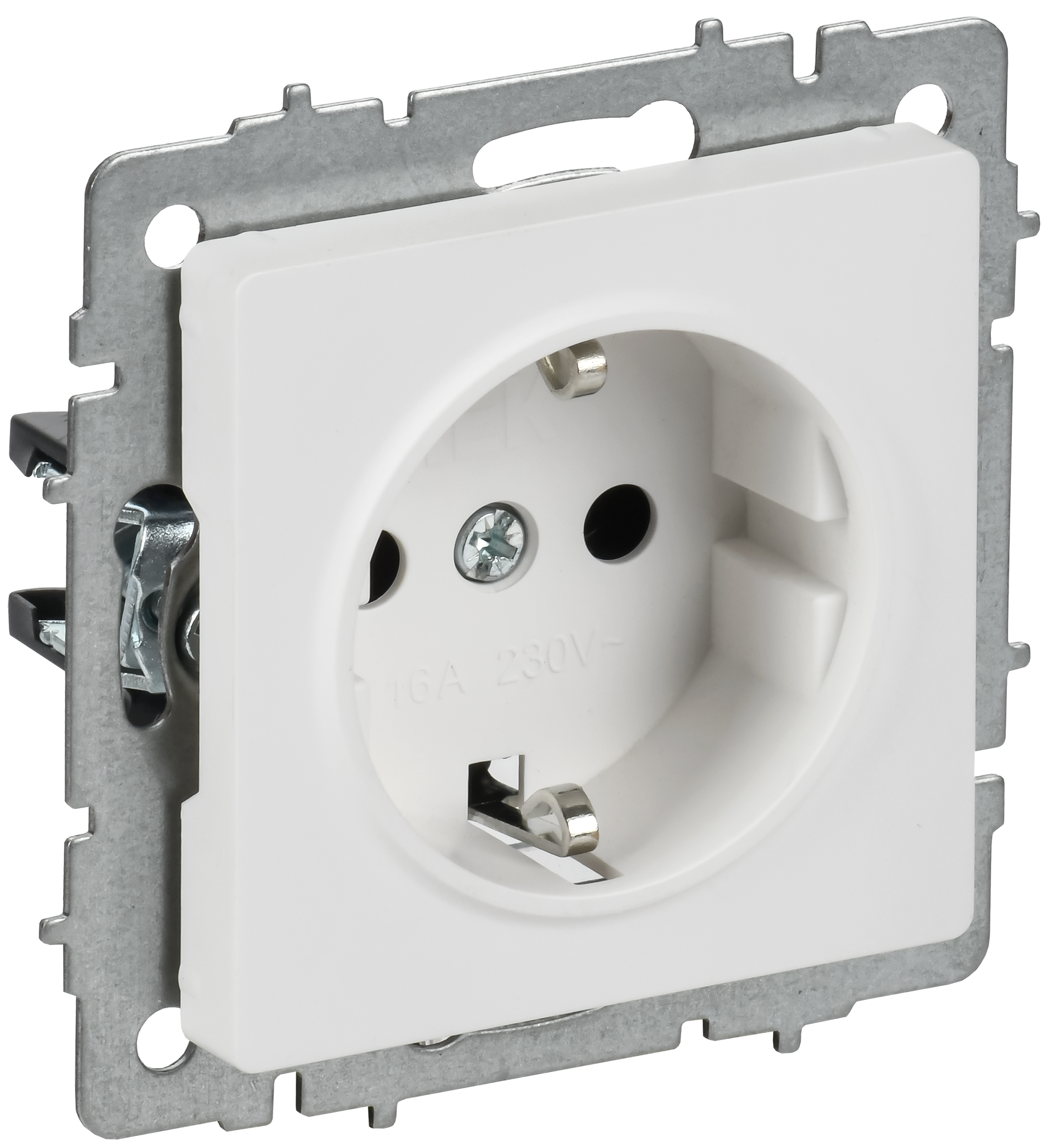 BRITE Розетка 1-местная с заземлением без защитных шторок 16А РС11-1-0-БрАБ арктический белый IEK BR-R11-16-K91