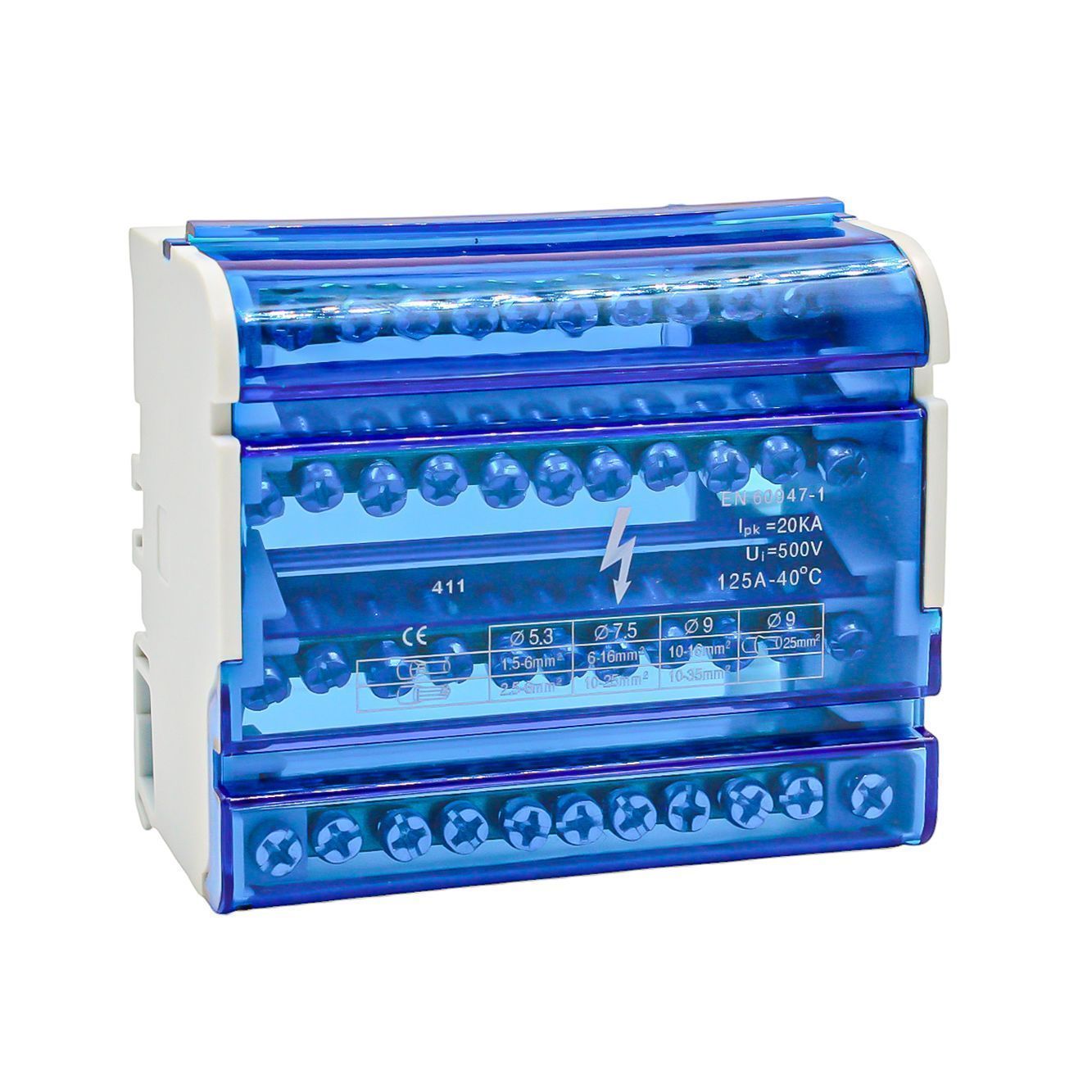 Шины на DIN-рейку в корпусе (кросс-модуль) 4х11 3L+PEN