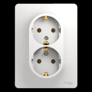 Розетка 2-м СП Glossa 16А IP20 с заземл. в сборе бел. SE GSL000124 275144