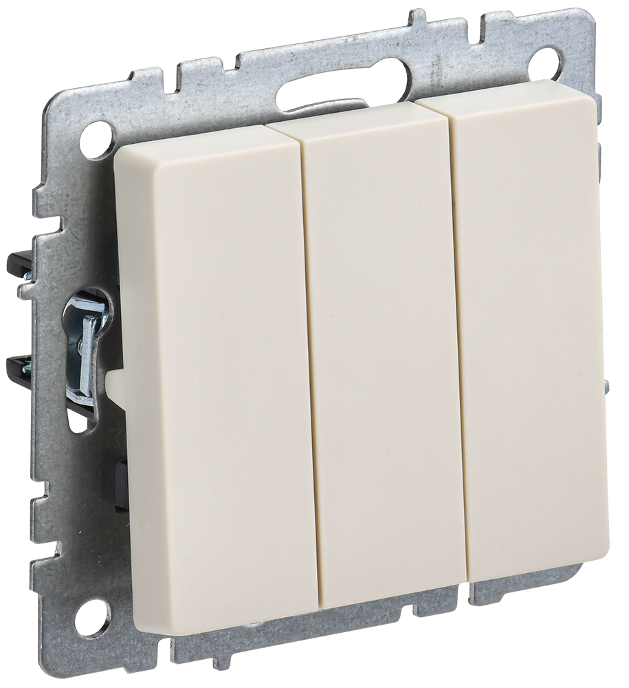 BRITE Выключатель 3-клавишный 10А ВС10-3-0-БрКр бежевый IEK BR-V30-0-10-K10