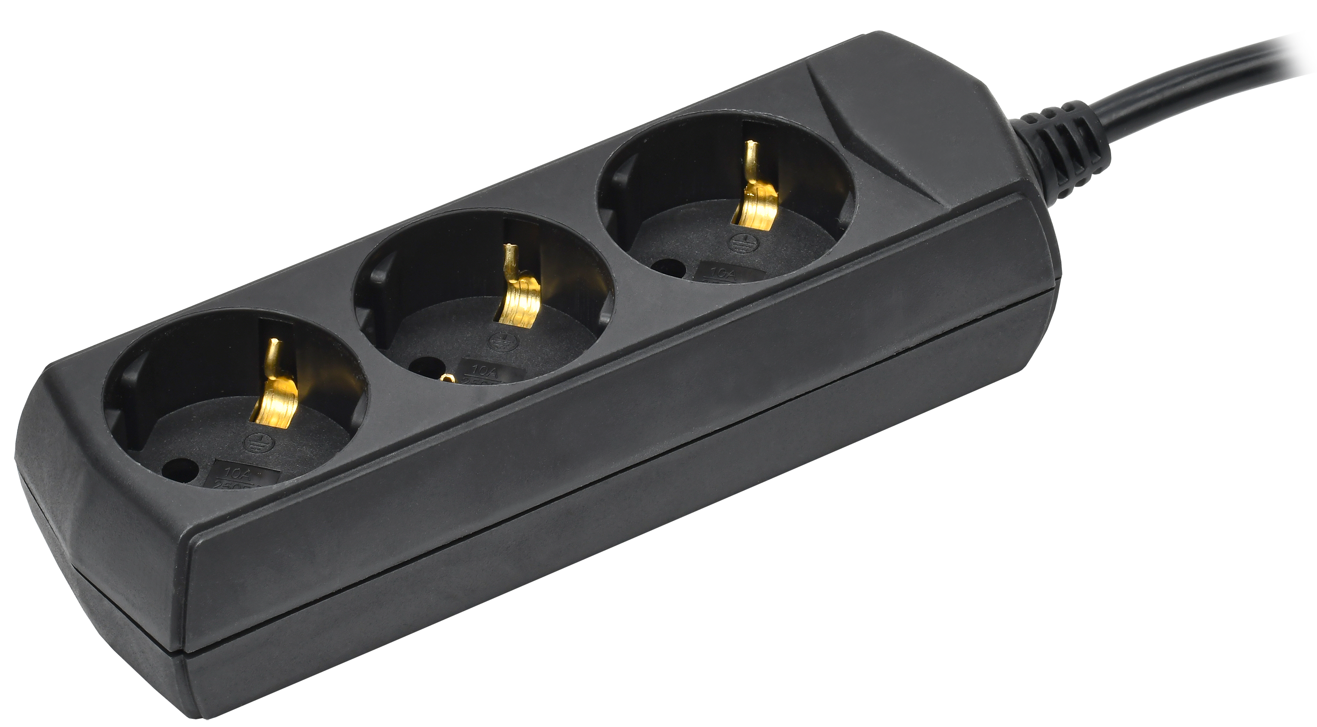 Удлинитель У03 3 места с заземлением 5м 3х1мм2 10А/250В черный GENERICA WYP10-10-03-05-Z-K02-G