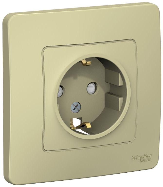 Розетка 1-м СП Blanca 16А IP20 250В с заземл. защ. шторки беж. SE BLNRS001117