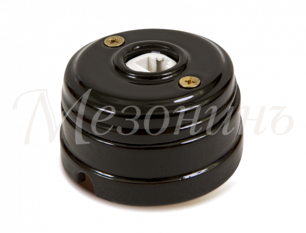 Розетка ретро компьютерная RJ45  (в комплекте с подъемной рамкой D70x45), цвет - черный, коллекция "