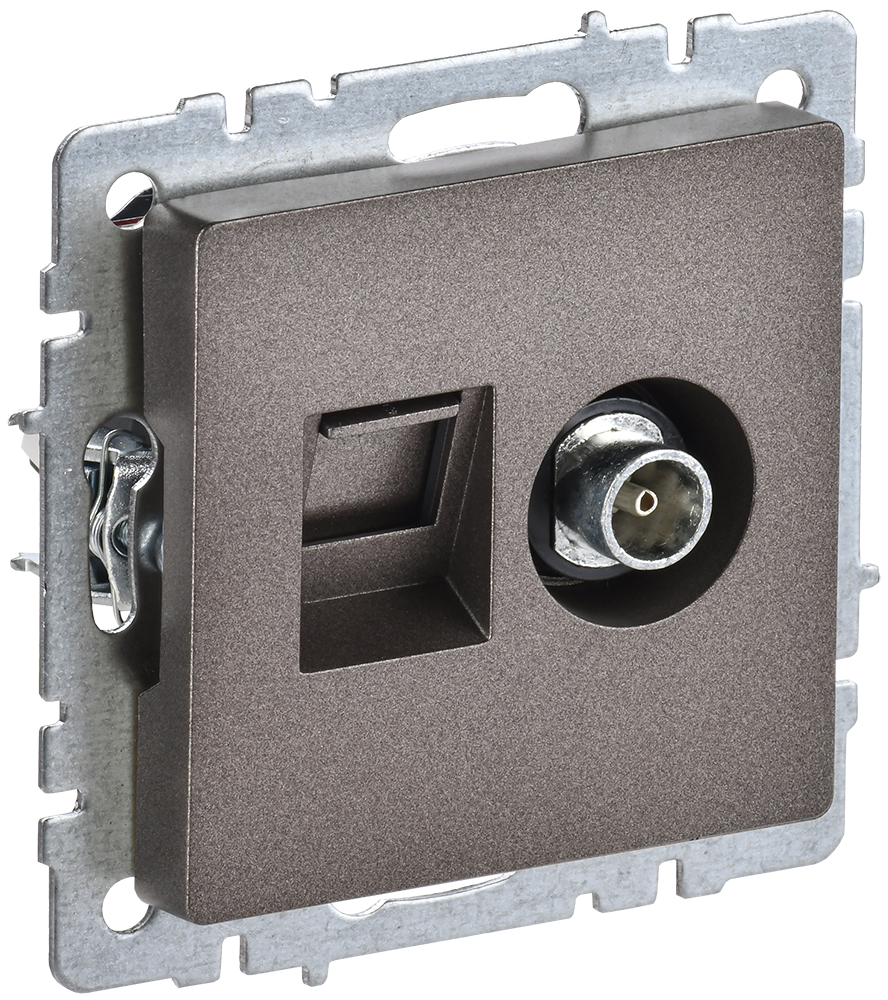 BRITE Розетка двойная TV+RJ45 кат.5E РТВ/РК12-БрТБ темная бронза IEK