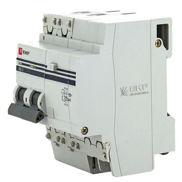 Диф. автомат 2Р 63А 30мА тип АС х-ка C эл. 4,5кА АД-2 EKF - Фото 3
