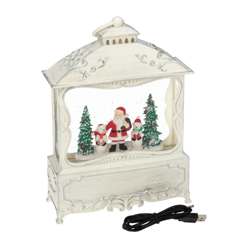 Декоративный фонарь с эффектом снегопада и подсветкой Рождественский лес, белый 501-165