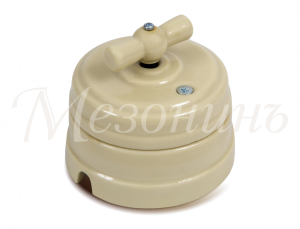 Выключатель ретро фарфоровый поворотный на четыре положения (2-х клавишный, в компл с подъемн  GE70401-02