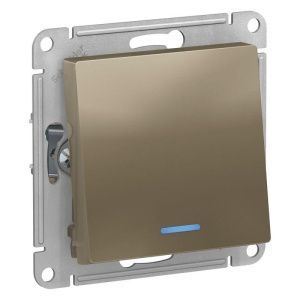 Переключатель проходной 1-кл. СП AtlasDesign 10А IP20 (сх. 6а) 10AX механизм с подсветкой шампань SE 1240336