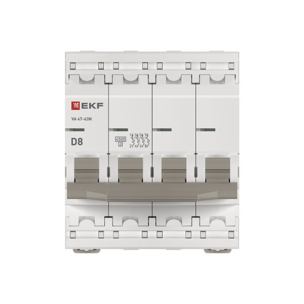 Авт. выкл. 4P 8А (D) 4,5kA ВА 47-63N EKF PROxima - Фото 3