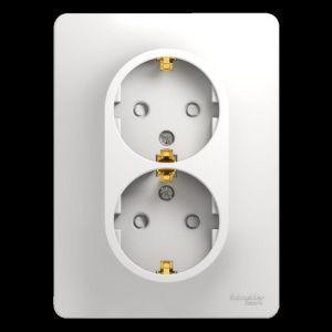 Розетка 2-м СП Glossa 16А IP20 с заземл. защ. шторки в сборе бел. SE GSL000126 275145