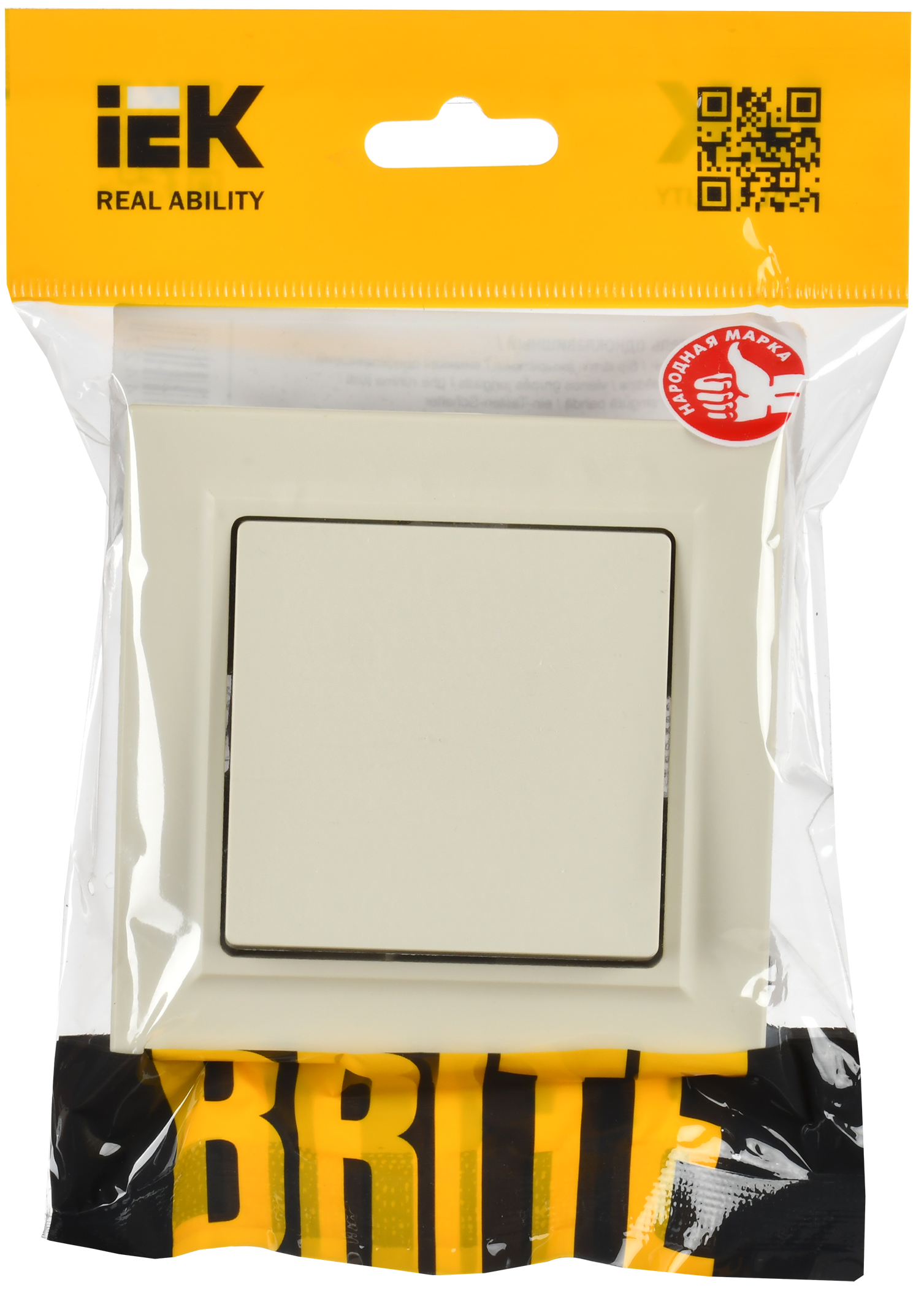 BRITE Выключатель 1-клавишный 10А в сборе ВСР10-1-0-БрКр бежевый IEK - Фото 2