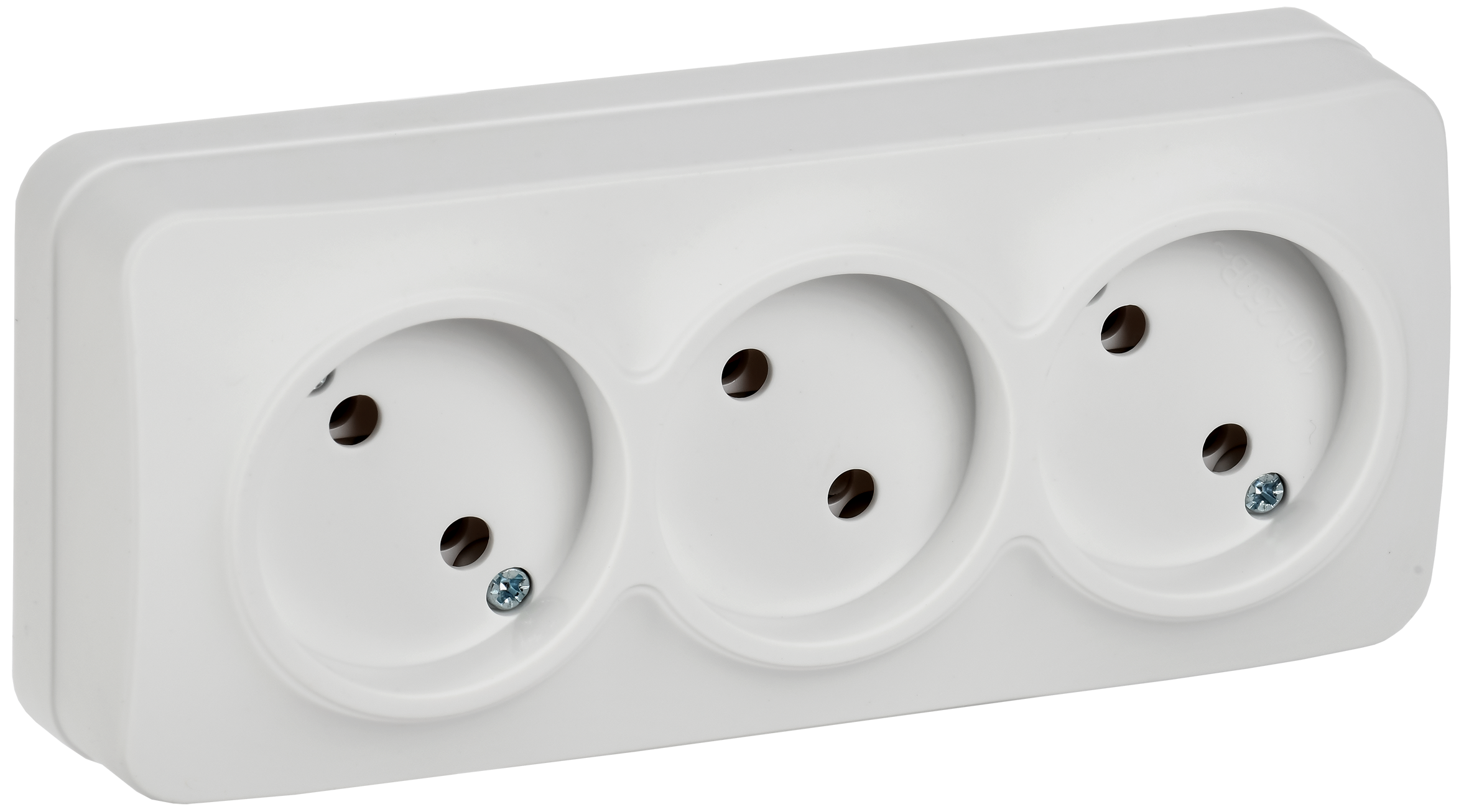 GLORY Розетка 3-местная для открытой установки без заземления без защитных шторок 10А РС23-2-ХБм белый матовый IEK ERH30-K01M-10