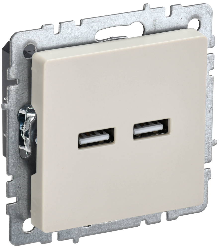 BRITE Розетка USB A+A 5В 3,1А РЮ10-1-БрКр бежевый IEK