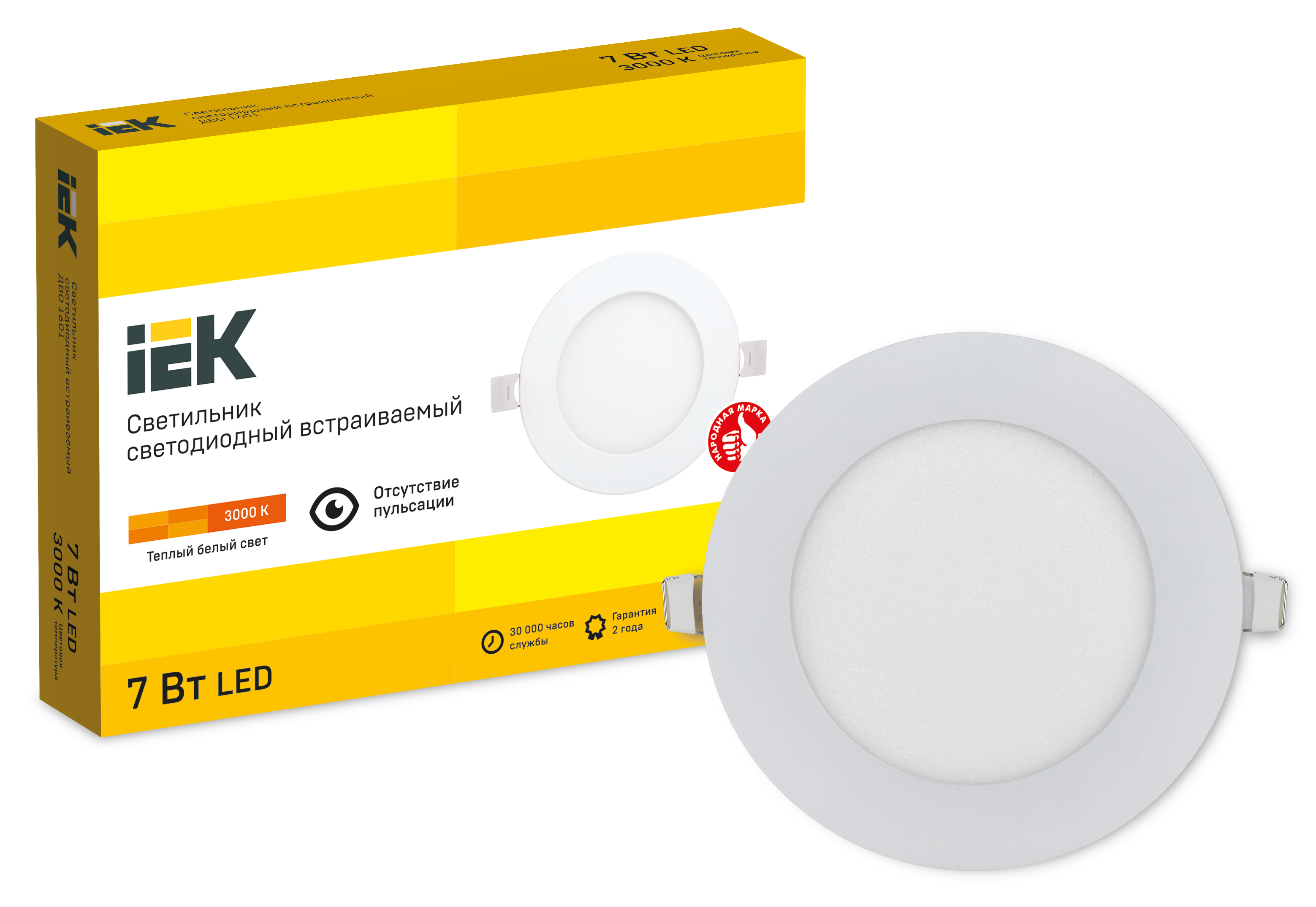 Светильник ДВО 1601 белый круг LED 7Вт 3000 IP20 IEK - Фото 2