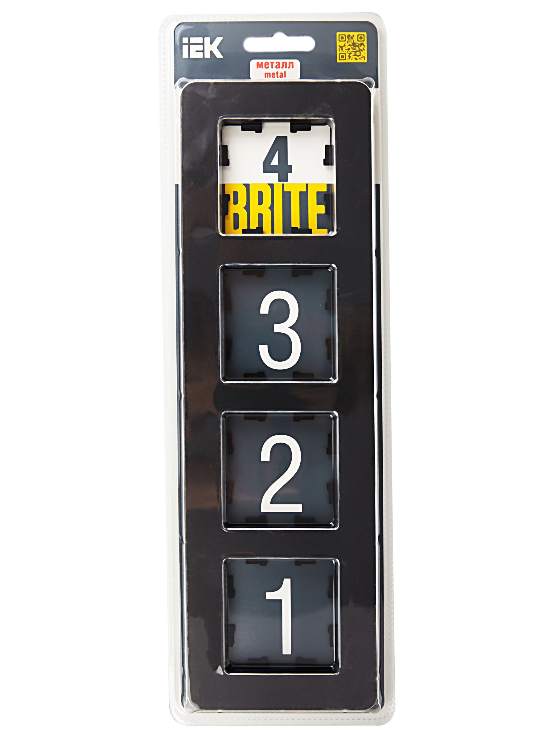 BRITE Рамка 4-местная РУ-4-1-Бр металл черный RE IEK - Фото 3
