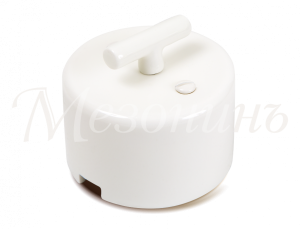 Выключатель ретро проходной фарфоровый поворотный на 2 положения, коллекция "CILINDRO", цвет - белый GE90404-01