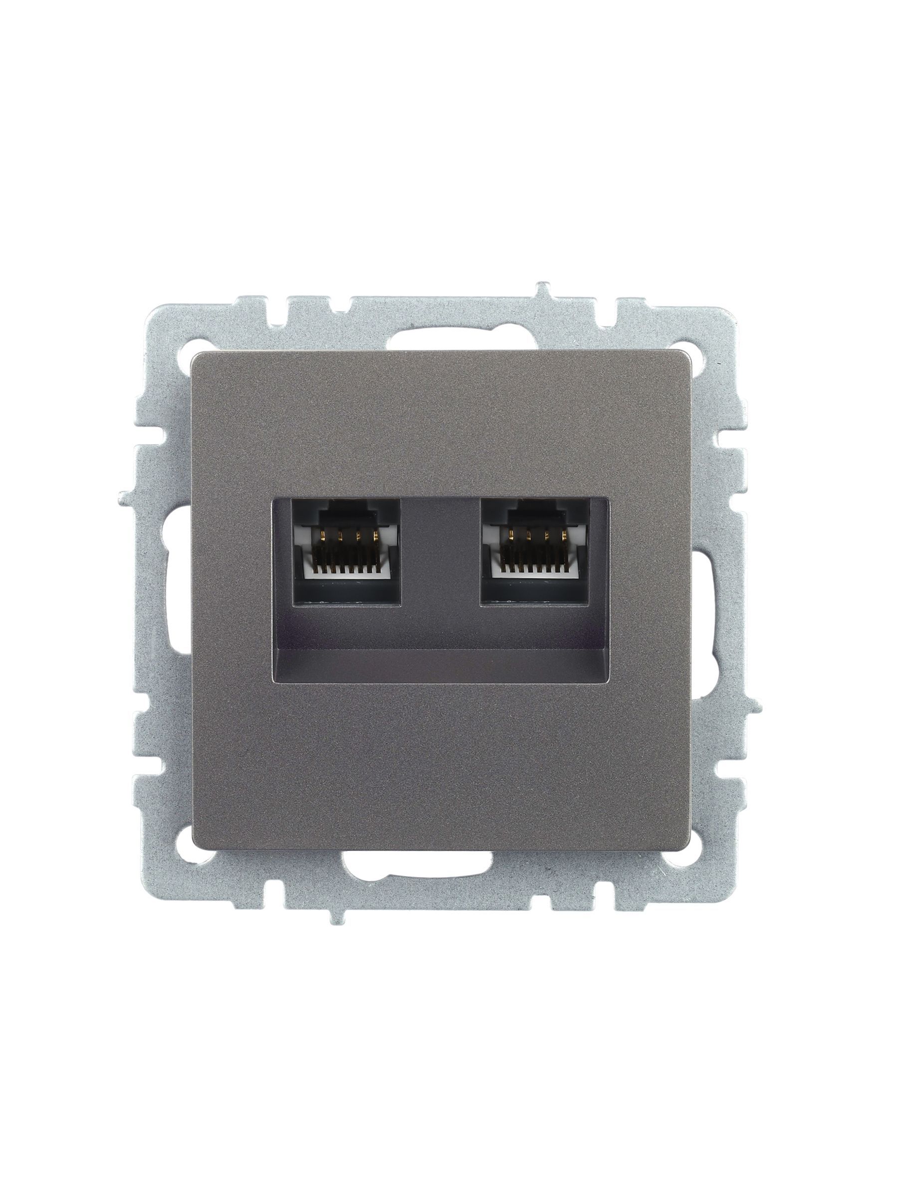 BRITE Розетка компьютерная двойная RJ45 кат.5E РК10-2-БрС сталь IEK - Фото 6