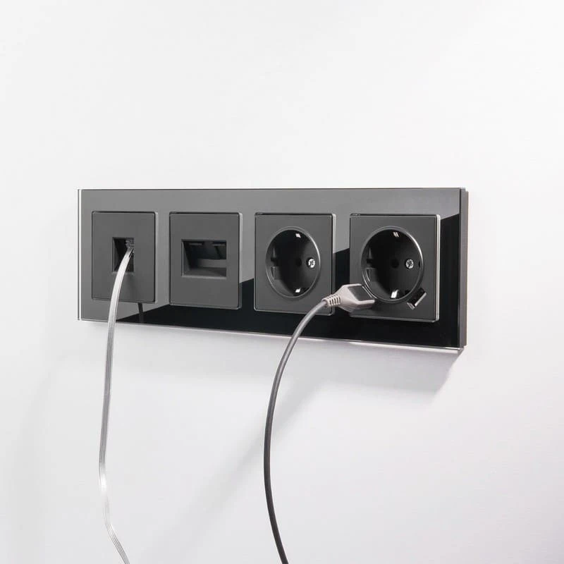 Рамка на 4 поста Favorit (черный,стекло) Werkel - Фото 2