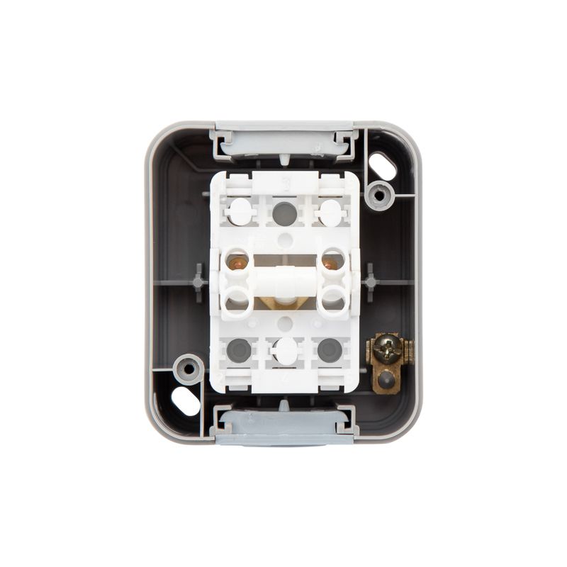 Выключатель двухклавишный Mini OG IP54 о/у, серый KRANZ - Фото 5