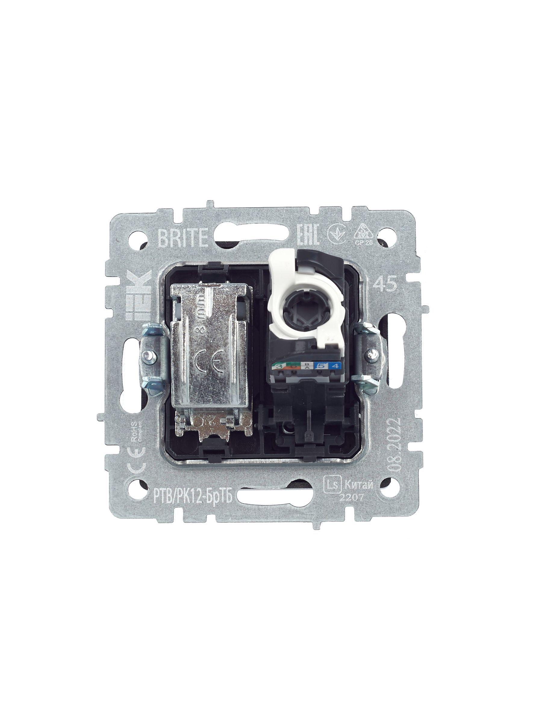 BRITE Розетка двойная TV+RJ45 кат.5E РТВ/РК12-БрТБ темная бронза IEK - Фото 5