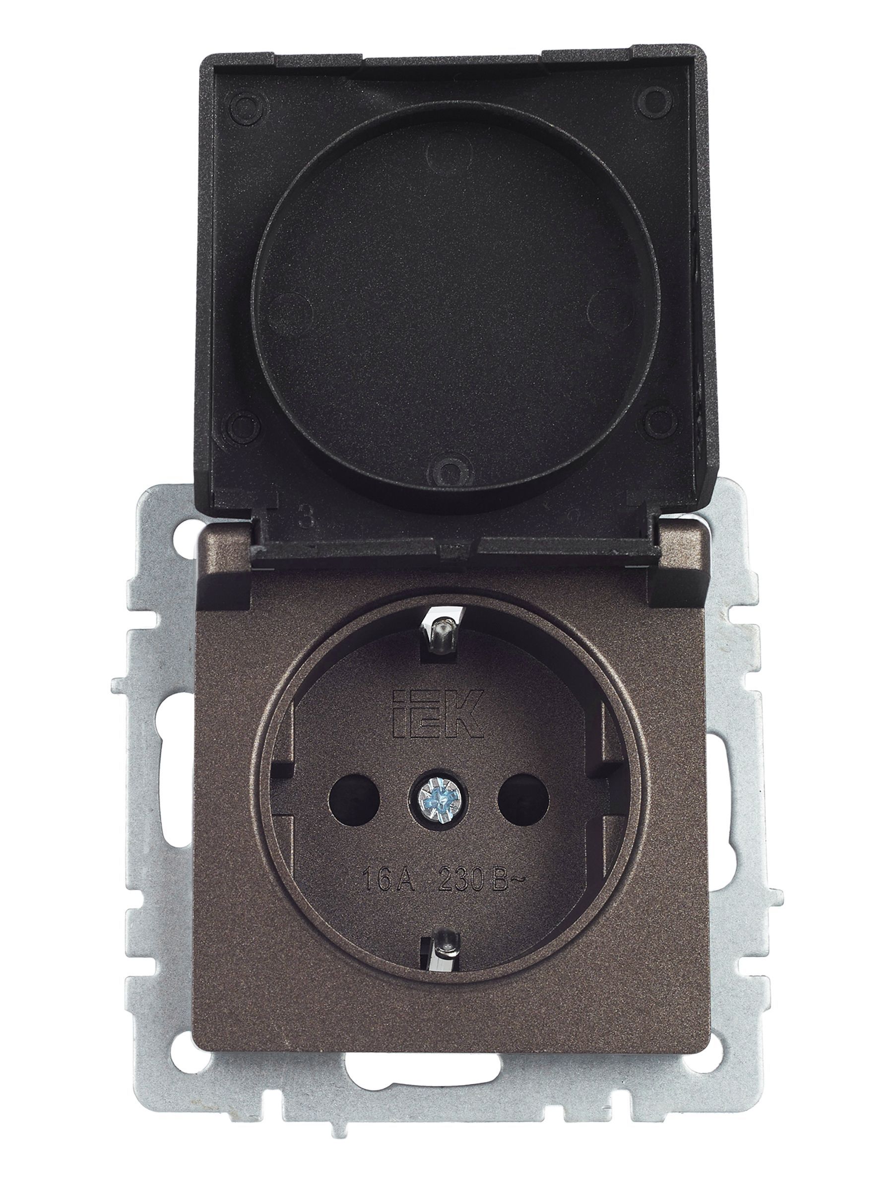 BRITE Розетка 1-местная с заземлением с защитными шторками и крышкой 16А IP44 РСбш10-3-44-БрТБ темная бронза IEK - Фото 10