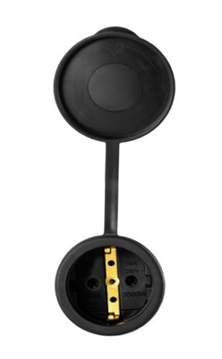Розетка переносная с крышкой влагозащищенная 2P+PE 230V 16А IP54, каучук, черная - Фото 2