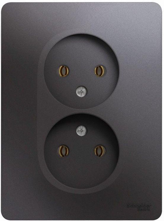 Розетка 2-м СП Glossa 16А IP20 250В без заземл. в сборе графит SE GSL001320