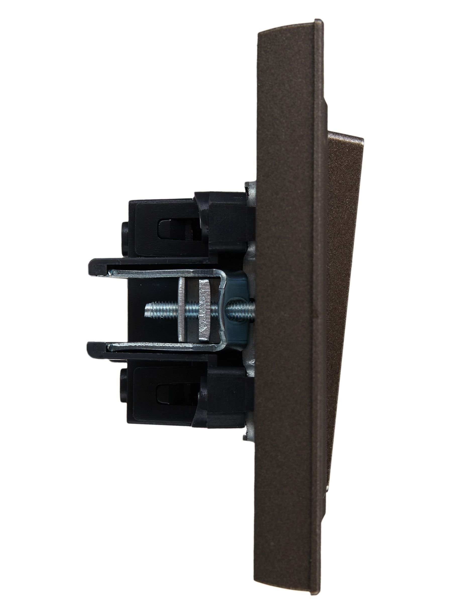 BRITE Выключатель 1-клавишный 10А в сборе ВСР10-1-0-БрТБ темная бронза IEK - Фото 3