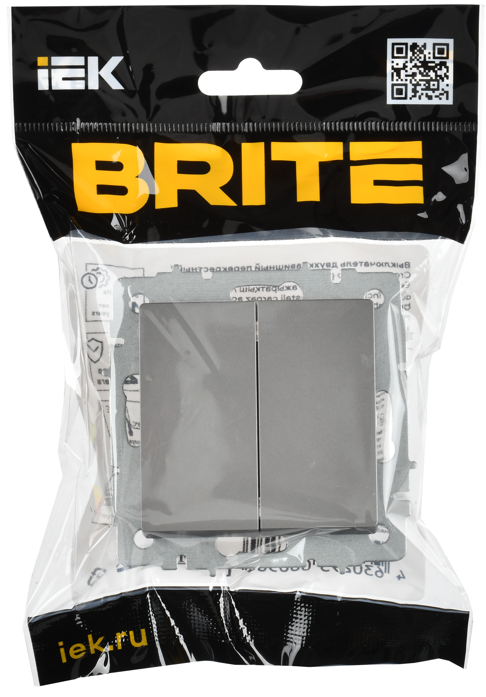 BRITE Выключатель 2-клавишный перекрестный 10А ВС10-2-3-БрС сталь IEK - Фото 2